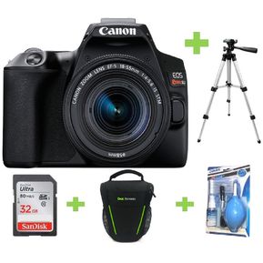 Cámara Canon EOS Rebel SL3-250D+18 55mm-Negro+SD32GB+Bolso+Kit+Tripode