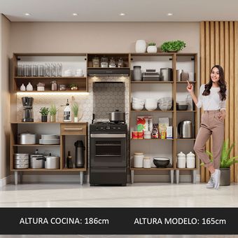 Armario de Cocina Completo 293cm Emilly Madesa - Marrón/Blanco Madesa  Emilly Cocina Integral Mueble de Cocina