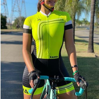 #Silver mujeres skinsuit bicicleta triatlón set verano ciclo ropa mono ropa ciclismo mujer go pro mtb ciclismo tri traje 