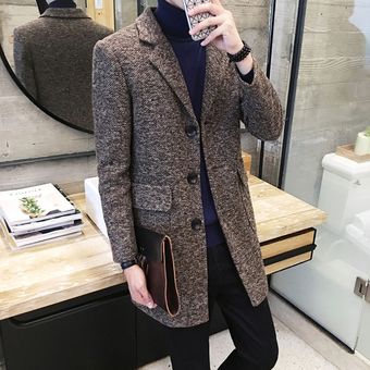 Ropa de Boutique de moda para hombre abrigo largo informal de lana para el trabajo abrigos par HON 