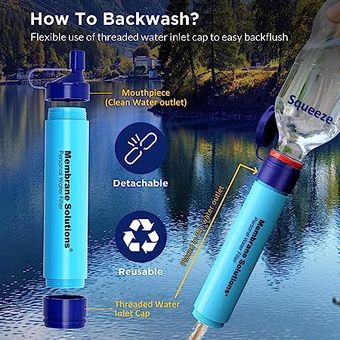 Survival - Botella con filtro de agua de 4 etapas, sin BPA para equipo de  supervivencia, campamento y viajes, color negro