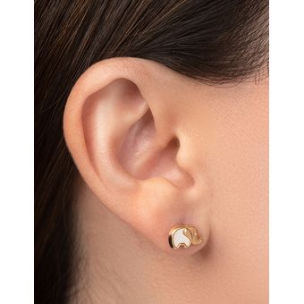 Aretes de Oro 14K broquel con Madre Perla Flor Marca GIALLO