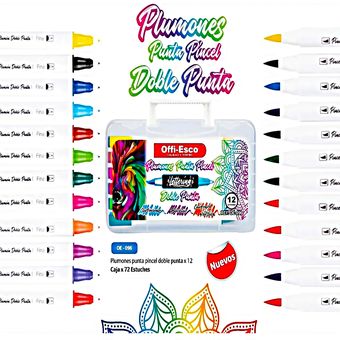 Plumones Doble Punta Pincel X12 Offiesco Oe-096 Lettering