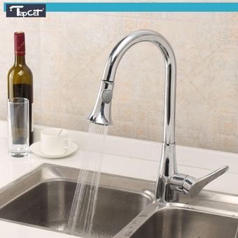 360 Degree Swivel Single Handle Kitchen Faucet Hot and Cold Water Faucet Deck Mounted Pull Out Spray Kitchen Taps 