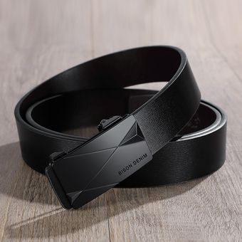 Bison-Cinturón De Tela Vaquera Para Hombre Hebilla Automática De Aleación De Cuero De Vaca De Negocios De Lujo Clásico N71578 