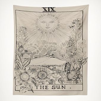 -The Sun The Star y The Sun y la luna Mandala india Tapiz Tapiz misterioso Boho tapicería de la pared Decoración para el Hogar 