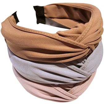 bandas para el cabello Accesorios turbante de Color sólido Diadema cruzada para mujer bandana ancha de plástico para el cabello 