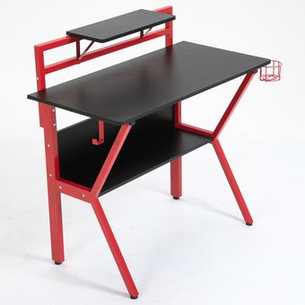 Combo GAMER de escritorio con estantería repisa - Grafito / Rojo
