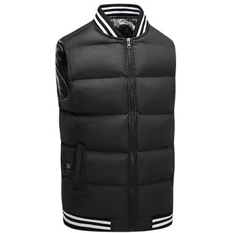 Alta calidad chaquetas calientes chaleco abajo de algodón hombres mujeres al aire libre abrigo USB calefacción eléctrica chaqueta con capucha cálida abrigo térmico invierno   black  2 