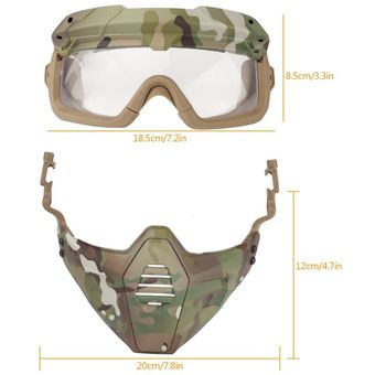 táctica gafas de Paintball con máscara desmontable para AirsoftCSEsquímotos de nieveciclismoHalloween Máscara para gafas de motocicleta 