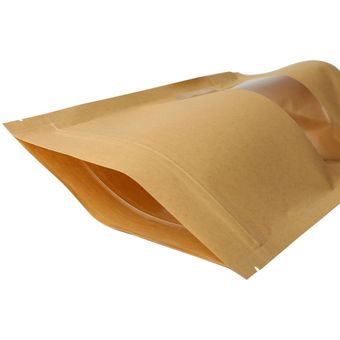 Bolsa con cierre de cremallera de papel Kraft marrón con autosellado 