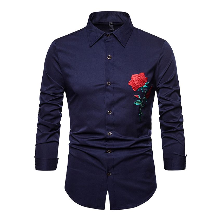 camisas con rosas bordadas hombre