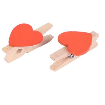 100 Uds Mini clavijas de corazón de amor de madera Clip de p 