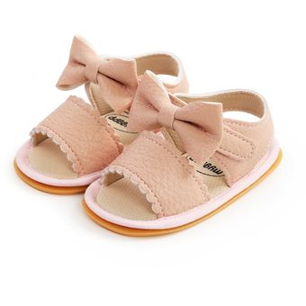 Sandalias antideslizantes con lazo para bebés zapatos de fondo suave para primeros pasos de princesa para verano 