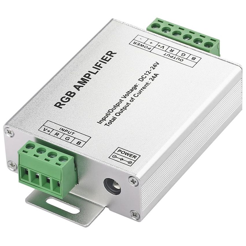 Repetidor de amplificador 24A para extensión de la señal LED 5050 3528 RGB Luz de tira