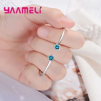 Última Pulsera Abierta Blue Stars Rhinestone 925 Joyas De De 
