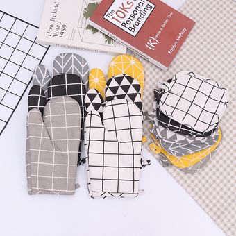 No-slip algodón de moda cocina guantes para microondas horno guantes 