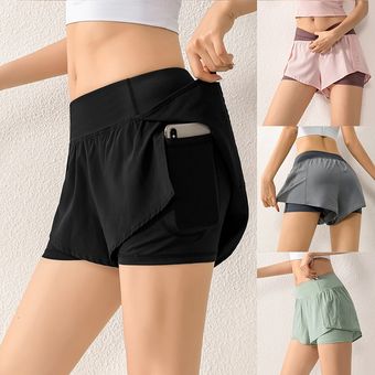 Pantalones cortos deportivos 2 en 1 para mujer,Shorts con cintura elástica para correr,Y #Style3 K 