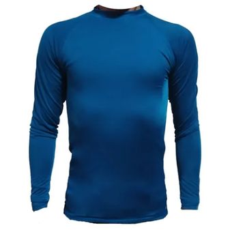 Buzo Deportivo Camiseta Larga Slim Fit Gym Lycra Fria Uv Azul petroleo