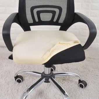 #Cream Funda de asiento de felpa gruesa,fundas de LICRA removibles para silla,antisuciedad,para comedor,cocina y oficina 