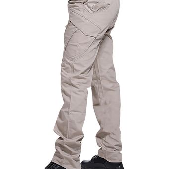 #IX9 Khaki Pantalones militares de combate para hombre,pantalón táctico de cintura elástica con múltiples bolsillos,ropa ajustada para correr 