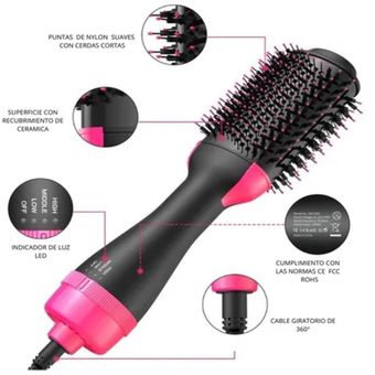 Plancha de cepillo secador de pelo: Volumizador de cepillo de aire caliente  de un solo paso - Secador de pelo y estilizador para secar alisar