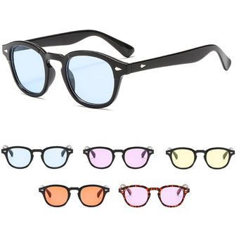 Vintage Johnny Depp Sunglasses Men Eyewear Designer Oval Sun 