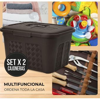 Cajonera plástica organizadora con tapa - cajas o canastas 15L Gris