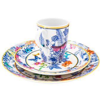 Set X6 Platos Postre Corona Blue Apto Microondas Ceramica