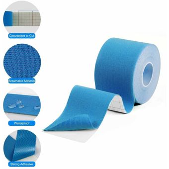 2 Size Kinesiology Tape Athletic Recovery Elastic Tape Muscle Pain Relief Knee Pads Support for Gym Fitness Bandage #Light Blue 