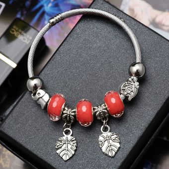 Pulsera De Amuleto De Plata Pulsera De Dama Pulsera De Flor 