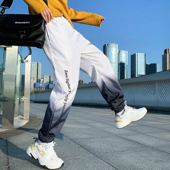 Pantalones informales con degradado para hombre pantalones vaqueros coreanos de moda de Hip Hop con tinte de corbata para hombre pantalones Joggers Harajuku azul blanco Retro Track nuevo WAN（#white） 