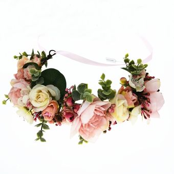 accesorios guirnalda Floral para boda tocado para el pelo para mujer tocado para niña corona Floral Corona de flores rosas para niña 