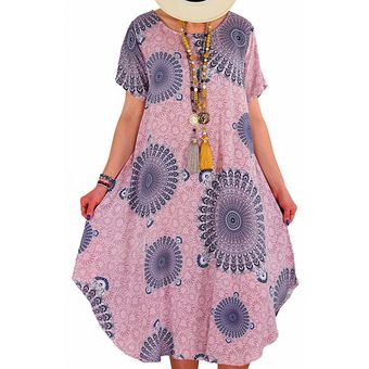 Mini vestido holgado suelto de tirante con estampado floral bohemio para mujer Multicolor 