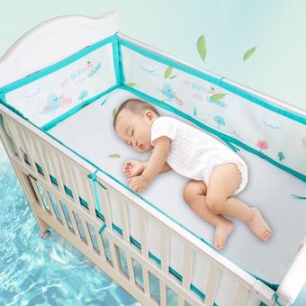 Unisex Parachoques de cuna de verano para bebé 120x65cm línea de valla de seguridad para bebé Protector de cuna de poliéster en forma de U para recién nacido 