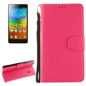 For Lenovo K3 Note Litchi Texture Horizontal Flip Pu Leather Case With Holder  And  Card Slots  And  Wallet  And  Photo Frame  And  Lanyard(magenta)