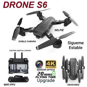 Drone S6 Doble Camara 4k 20min Sensor Sígueme Wifi Ver 2020
