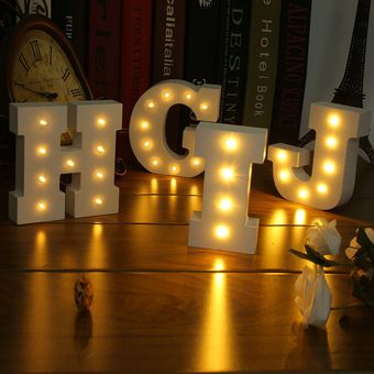 Alfabeto de madera LED Luz de noche Festival Luces Lámpara de fiesta Colgando de la pared 
