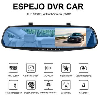 Camara De Espejo Para Carro Auto De Video Gravadora reversa y Frontal HD  Noctur