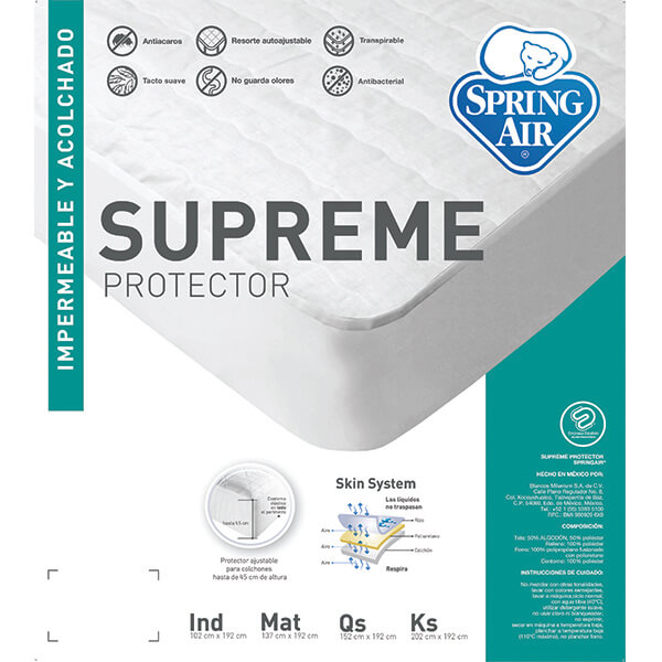 Protector Queen Size Spring Air + 2 Almohadas de Osos CZD