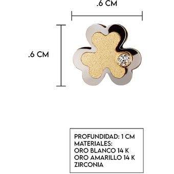 Aretes de Oro amarillo 14k con Circonia Tréboles GIALLO Jewelry