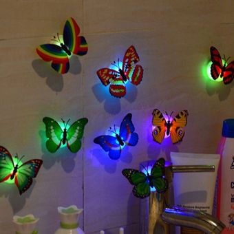 1pcs colorido luminoso de la mariposa luz de la noche Luz de pared LED color al azar 