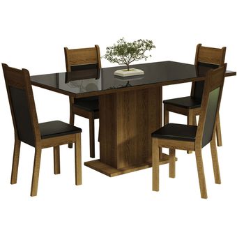 Juego De Comedor Vidrio + 4 Sillas Suede