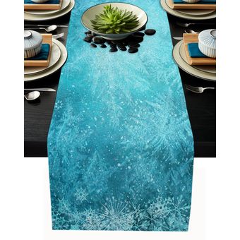 Caminos de mesa de copos de nieve azules camino decoración de mesa 