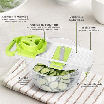 Rallador De Verduras Manual Hiperware 6 En 1 Plegable Color Blanco