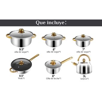 Juego De Ollas Acero Quirúrgico Xhome 14 Piezas Con Tetera