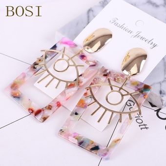 Hot Za Joyería Marrón Acrílico Gotas Pendientes Bohemia Gran 