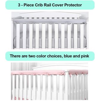 Protector de dentición seguro Protector de cubierta de riel de cuna para bebé 3 piezas juego de Protector de cubierta de riel de cuna envoltura para cunas estándar lateral y frontal R 