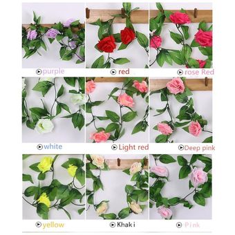 Flores De Rosa De Seda Artificial Ivy Vine Colgando Decoración 
