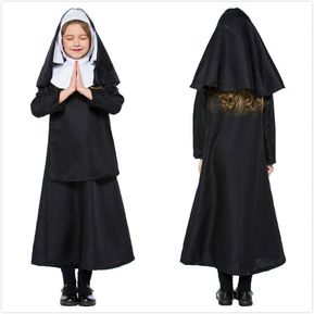 Disfraz de monja de Halloween para niñas vestido de mantón...